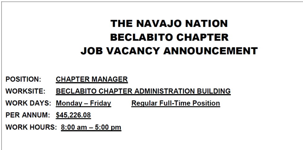 Chapter Manager Vacancy Announcement